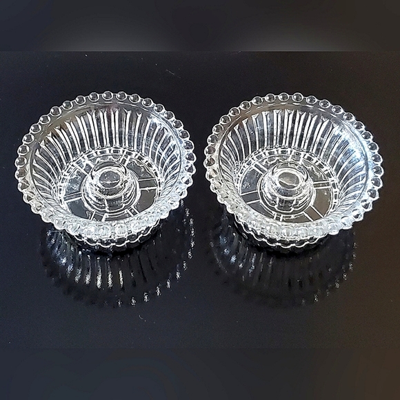 (2) Vntg Candle Sticks Reversible Cross between Candlewick & Ribbed Pattern - Picture 5 of 7